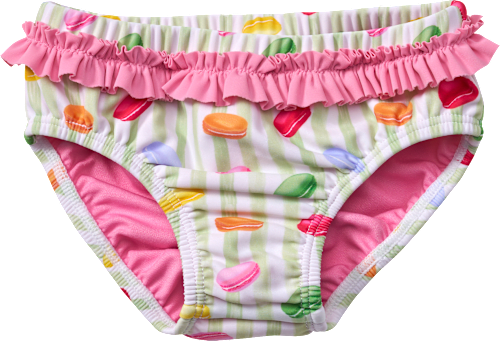 Windelbadehose mit Macaron-Muster, grün & rosa, Gr. 74/80 PUSBLU