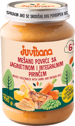 Dečija kašica - mešano povrće sa jagnjetinom i integralnim pirinčem,  od 6. meseca  juvitana
