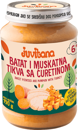 Dečija kašica - batat i muskatna tikva sa ćuretinom juvitana