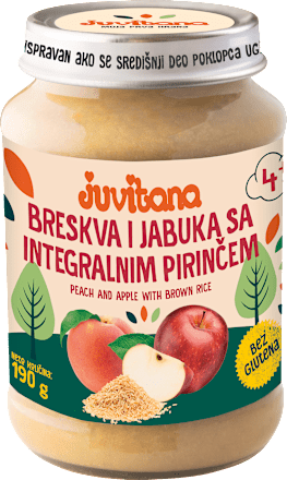 Dečija hrana - breskva i jabuka sa integralnim pirinčem, od 4. meseca juvitana