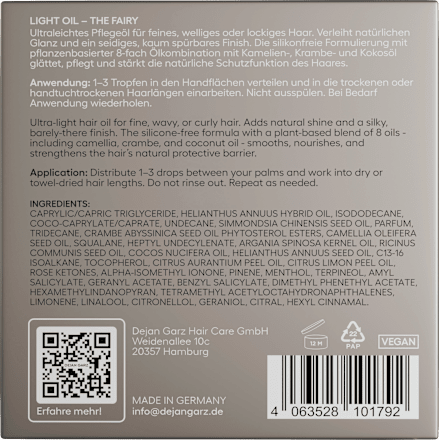 Haaröl The Fairy, Light Oil DEJAN GARZ