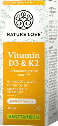 Vitamin D3 1000 I.E. + K2 Tropfen Nature Love