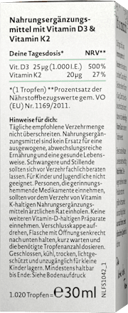 Vitamin D3 1000 I.E. + K2 Tropfen Nature Love