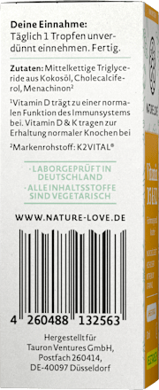 Vitamin D3 1000 I.E. + K2 Tropfen Nature Love