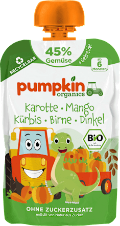 Quetschie Karotte, Mango, Kürbis, Birne & Dinkel ab 6 Monaten pumpkin organics