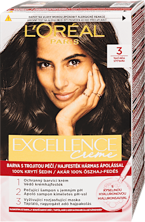 Tartós hajfesték, sötétbarna 3 L'ORÉAL PARiS EXCELLENCE Creme