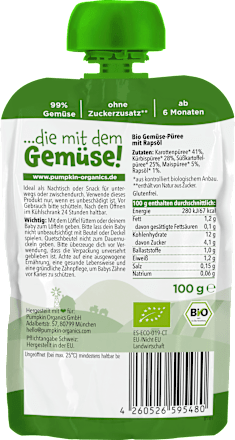 Quetschie Karotte, Kürbis, Süßkartoffel & Mais ab 6 Monaten pumpkin organics