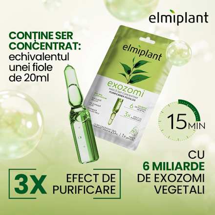 Mască șervețel pentru purificarea porilor cu ser concentrat și exozomi Elmiplant