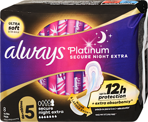 Egészségügyi betét Platinum Secure Night Extra, 5-ös méret always