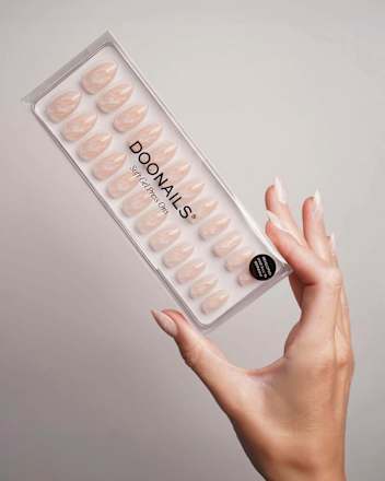 Künstliche Nägel, Soft Gel Press Ons Nude Marble Short Almond Doonails