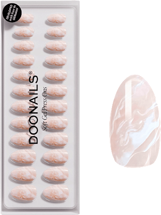 Künstliche Nägel, Soft Gel Press Ons Nude Marble Short Almond Doonails