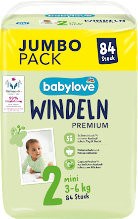 Plienky Premium - veľ. 2 mini (3-6 kg) Jumbo Pack babylove