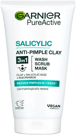 Gélový pleťový peeling a maska Salicylic Anti-Pimple Clay 3v1  GARNIER PureActive