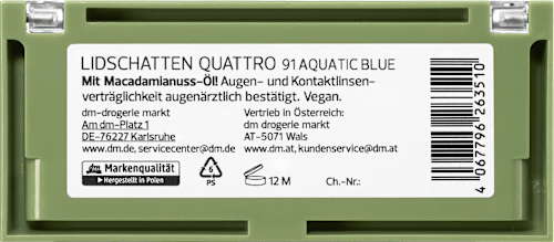 Paletka očných tieňov Quattro 91 Aquatic Blue alverde NATURKOSMETIK