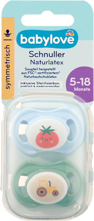 Schnuller Naturlatex, symmetrisch blau/petrol,  Gr. 2, 5-18 Monate babylove