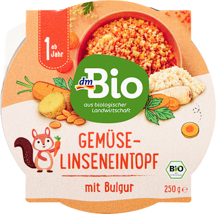 Menü Gemüse-Linseneintopf mit Bulgur ab 1 Jahr dmBio