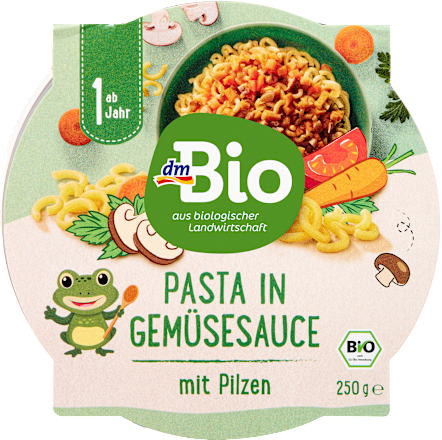 Menü Pasta in Gemüsesauce mit Pilzen ab 1 Jahr dmBio
