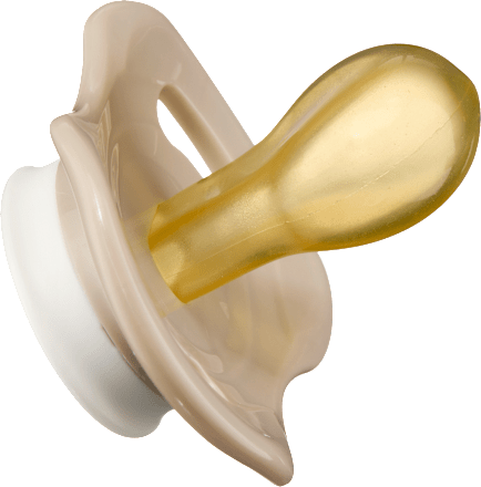 Schnuller Naturlatex symmetrisch, grün/taupe, Gr. 3, ab 16 Monaten babylove