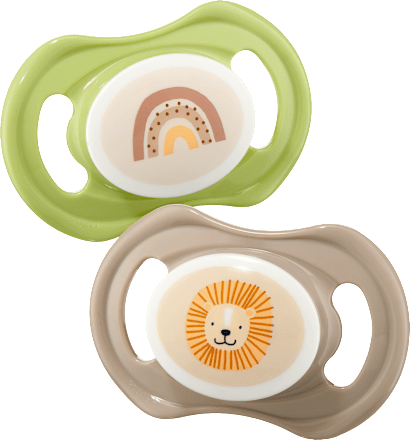 Schnuller Naturlatex symmetrisch, grün/taupe, Gr. 3, ab 16 Monaten babylove