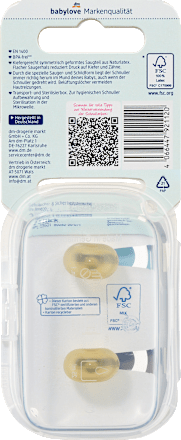 Schnuller Naturlatex symmetrisch, grün/taupe, Gr. 3, ab 16 Monaten babylove