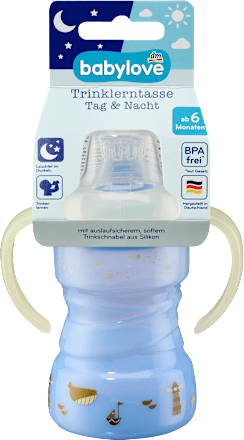 Trinklerntasse Tag & Nacht blau  babylove