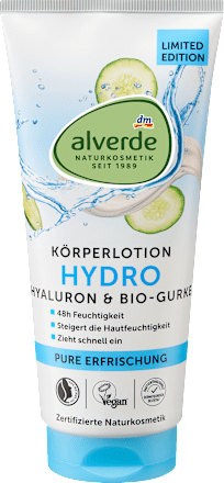 Lozione corpo HYDRO con acido ialuronico e cetriolo Bio alverde