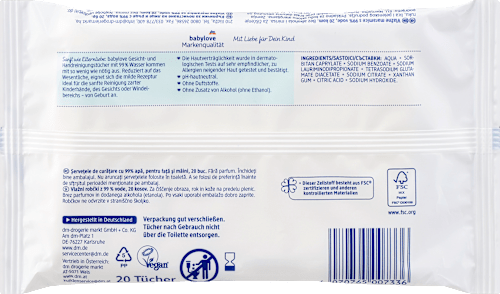 Salviette umidificate viso e mani babylove