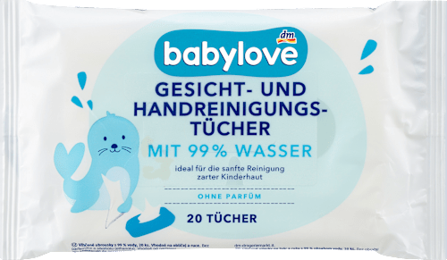 Кърпичка за почистване на лице и ръце с 99 % вода babylove