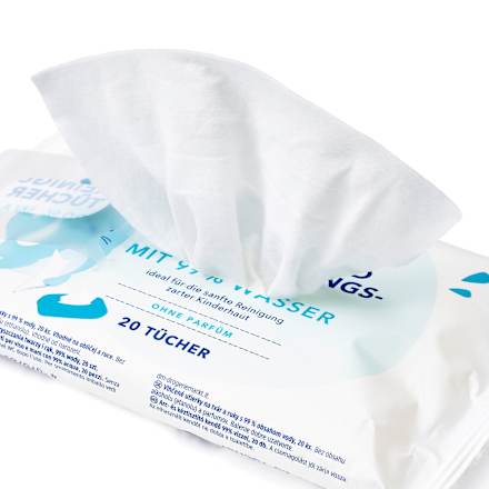 Gesichts- und Handreinigungstuch mit 99 % Wasser babylove