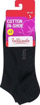 dámské ponožky Cotton In-Shoe, velikost 39-42, černé Bellinda