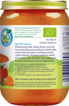 Zupka pomidorowa z kluseczkami i kurczakiem BIO, po 7. miesiącu HiPP