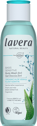 Gel doccia 2in1 Basis Sensitiv con aloe vera bio e cheratina vegetale lavera NATURKOSMETIK