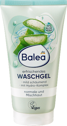 Osviežujúci čistiaci pleťový gél s 10 % Aloe vera Balea