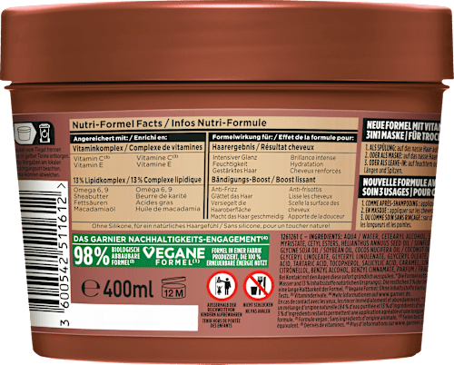 Bändigendes Macadamia Hair Food 3in1 Haarmaske GARNIER FRUCTIS