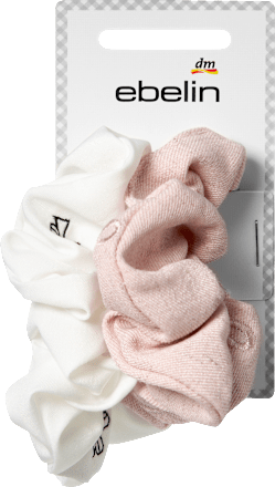 Scrunchies bestickt, weiß/rosa ebelin