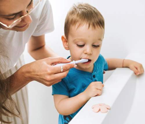 Periuță de dinți din silicon albastru pentru bebeluși babysnugg