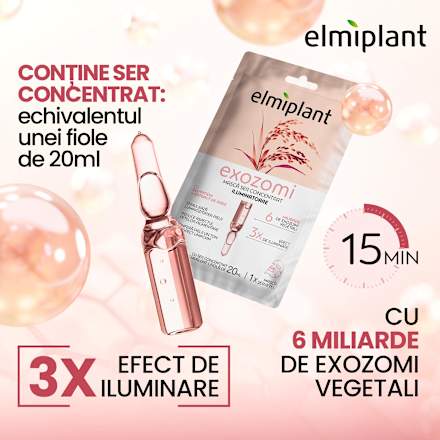 Mască șervețel iluminatoare cu ser concentrat și exozomi Elmiplant