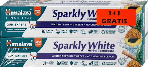 Sparkly White, pasta za zube, 1+1 gratis Himalaya