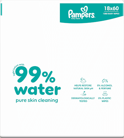 vlhčené ubrousky 99 % vody 18x60 ks Pampers