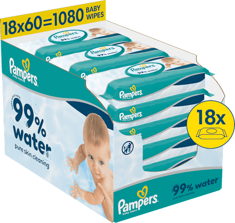 vlhčené ubrousky 99 % vody 18x60 ks Pampers baby-dry
