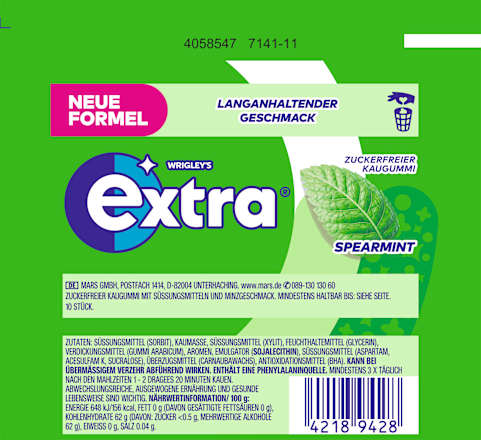 Kaugummi, Spearmint, zuckerfrei EXTRA