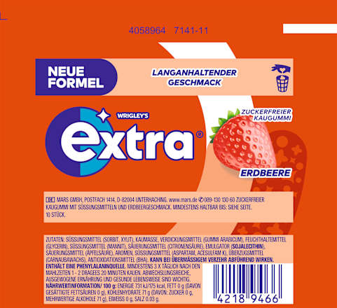 Kaugummi, Erdbeere, zuckerfrei EXTRA