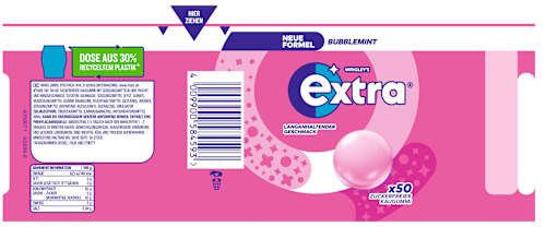 Kaugummi, Bubblemint, zuckerfrei EXTRA