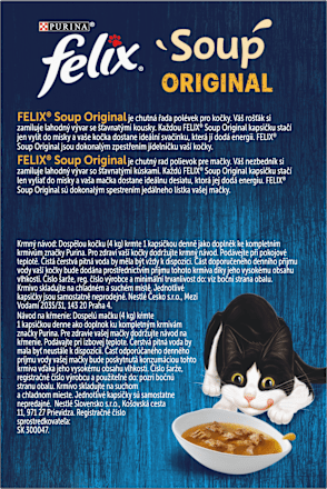 Soup Original pro kočky s treskou, platýsem, tuňákem 6x48 g Felix