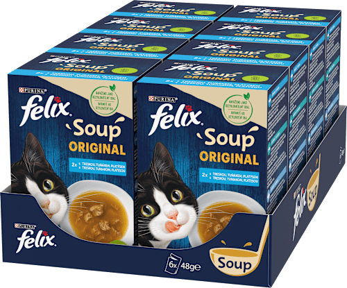 Soup Original pro kočky s treskou, platýsem, tuňákem 6x48 g Felix