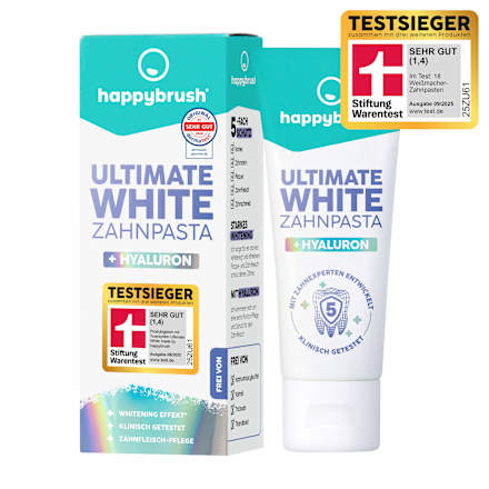 Zahnpasta Ultimate White + Hyaluron happybrush