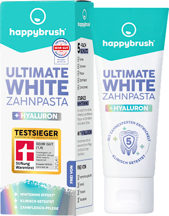 Zahnpasta Ultimate White + Hyaluron happybrush