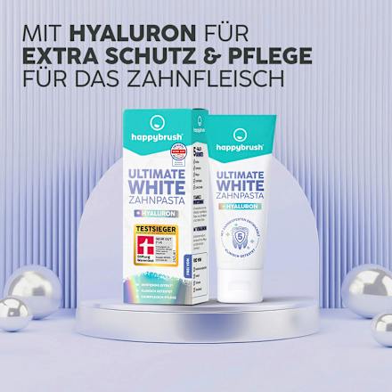 Zahnpasta Ultimate White + Hyaluron happybrush