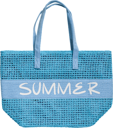 Velika torba za na plažo z napisom Summer v modri barvi Camomilla