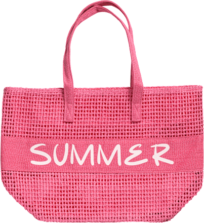 Velika torba za na plažo z napisom Summer v roza barvi Camomilla